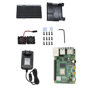 

for Raspberry Pi 4 Model B 4G RAM DIY Kit with Aluminum CNC Alloy Protective Case Cooling Dual Fan 5V 3A Power Adapter