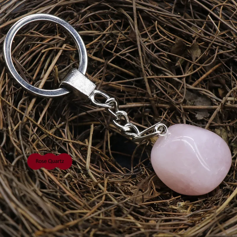 Брелки с натуральным камнем, сумочка, держатель для кошелька, необработанные минеральные аметисты, лазурит, кварцевый камень, автомобильные застежки, брелки, брелки - Цвет: Rose Quartz
