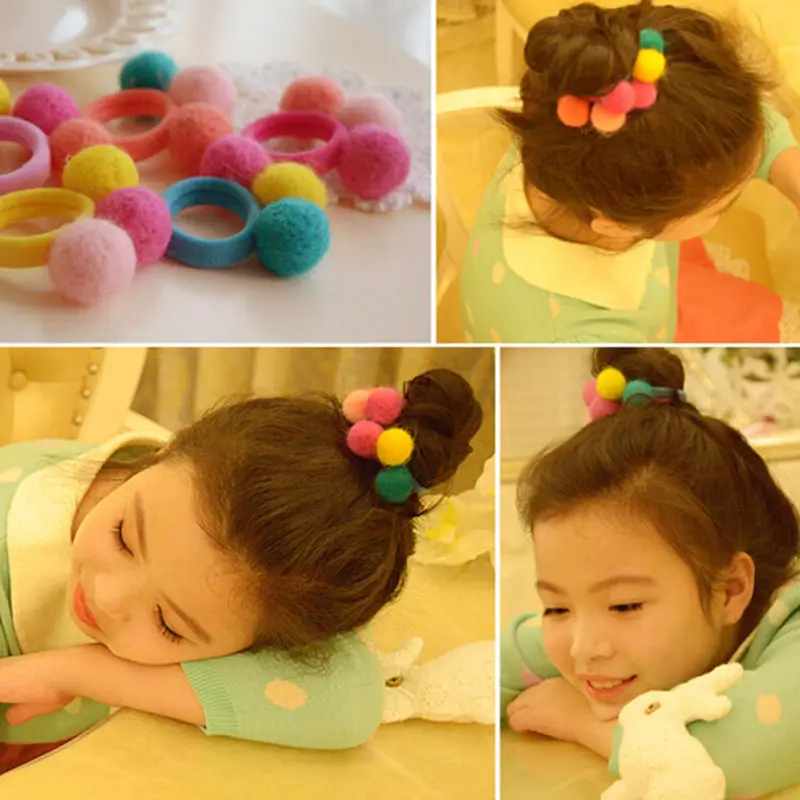 

new Cute Balls Hair RopeMix Colors Baby Girls Kid Elastic Hair Ties Bands Rope Ponytail Holders Headband