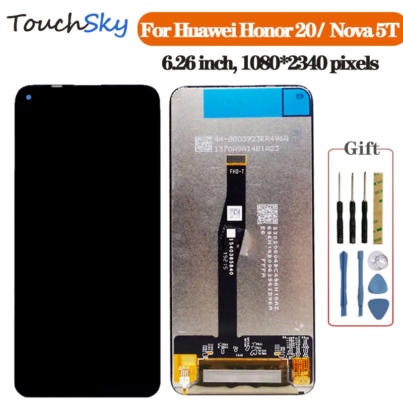 Для Huawei Honor 20 ЖК-дисплей с сенсорным экраном дигитайзер для Nova 5T YAL-L21 полная сборка