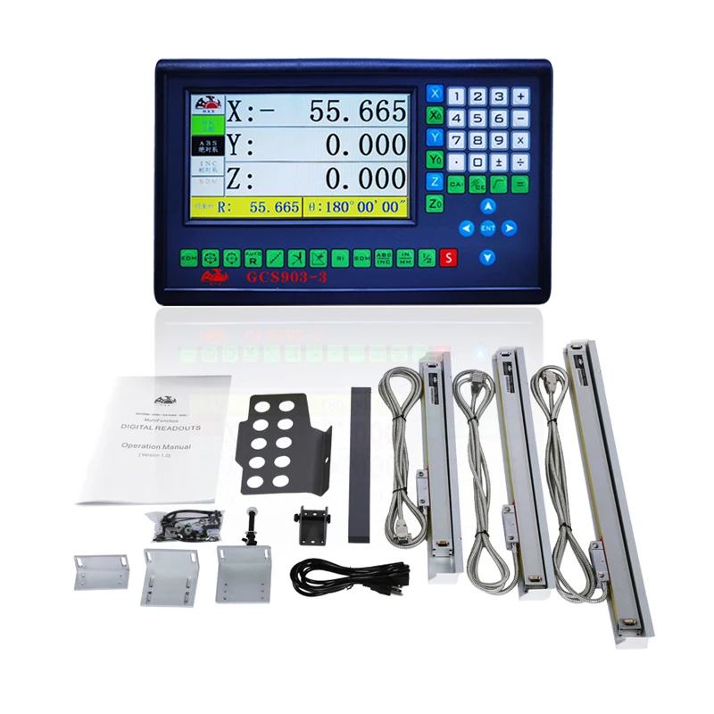 

HXX 3 Axis LCD DRO Set Monitor Display with 3 Pcs 5U Slim Linear Scale Optical Glass Ruler 50mm to 1000mm for Lathe Machines