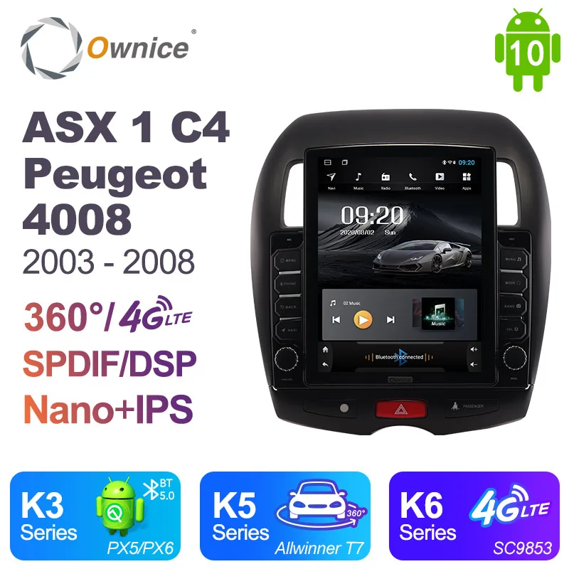 Ownice Android 10 0 автомобильное радио для Mitsubishi ASX 1 C4 Peugeot 4008 2011 - 2015 GPS 2 Din Авто Аудио