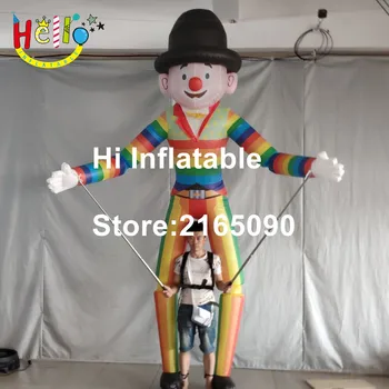 

3.5m high multi-color walking costume inflatable clown puppet