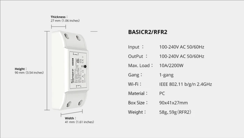 SONOFF Basic R2 WiFi Smart Switch Remote Controller Smart Home Control DIY Breaker Works with Alexa Google Home eWeLink APP
