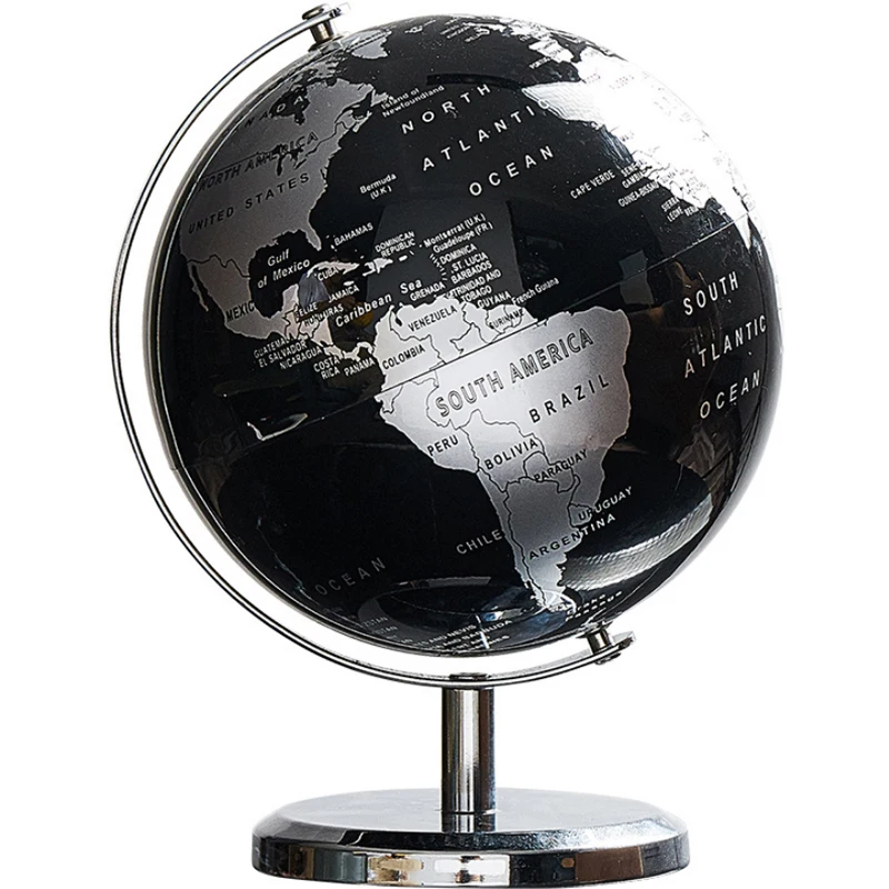 Decorative World Globe Terrestrial Globe Earth Rotating World Map Educational Globe Home Globe Office Globe Table Decor Gift Black
