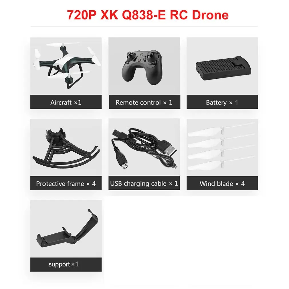 XK Q838-E Wi-Fi FPV Дрон с 2MP HD камерой Режим высокой фиксации складной рычаг 360 градусов рулон следующий RC Квадрокоптер RTF беспроводные дроны