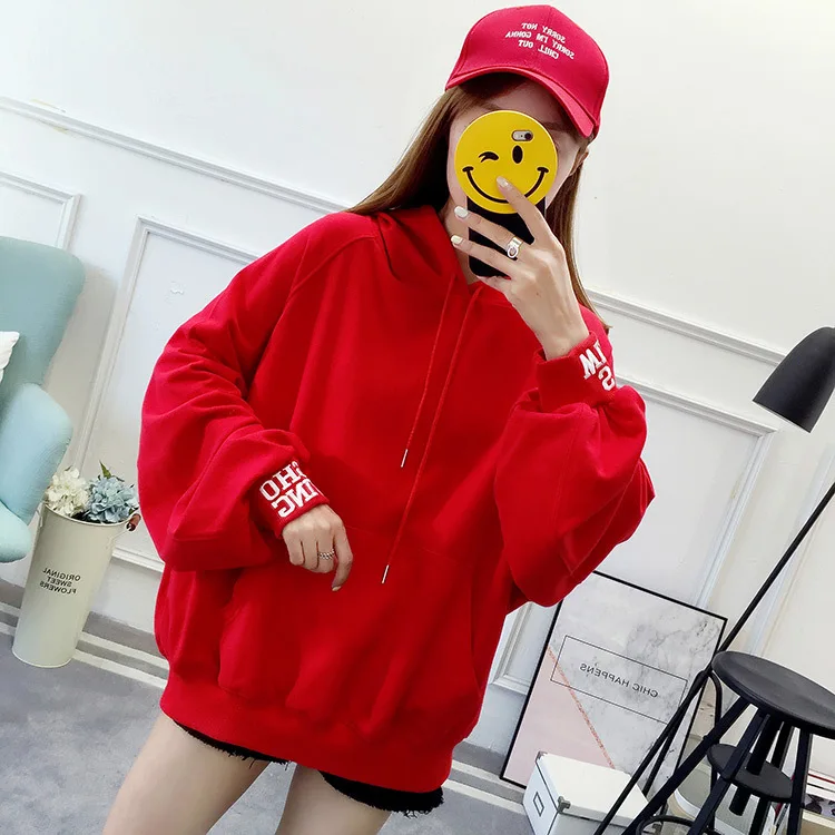 Женские толстовки оверсайз корейский Kawaii свитшот с принтом в виде надписи Harajuku толстовки с капюшоном желтый фонарь рукав Толстовка Топ