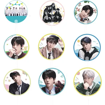 

KPOP Bangtan Boys Album Map Of The Soul : 7 Transparent Round Hand Fan Cases Displays GU225