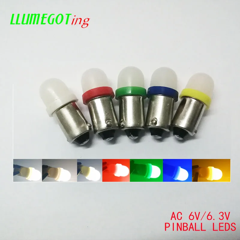 50 шт. BA9S T4W#44#47 молочно-белый купол 2x5630 SMD AC DC 6,3 V 6V несколько цветов неполярный пинбол игровой автомат светильник лампа