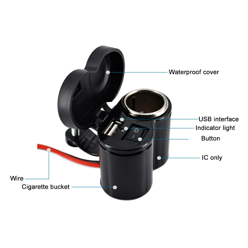 Мотоцикл USB розетка зарядное устройство электромобиль Многофункциональный прикуриватель водонепроницаемый переключатель скорости зарядки для мобильных телефонов