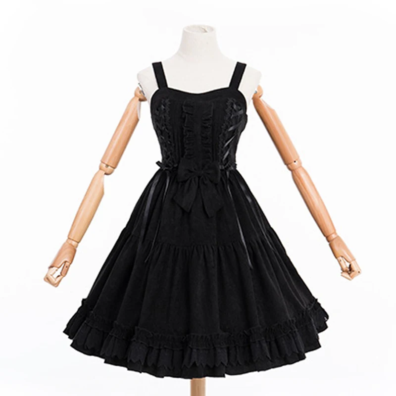 Only JSK Dress Платье в готическом стиле с красной шапочкой в стиле ретро; милое платье без рукавов в стиле Лолиты; женские вечерние платья принцессы на бретелях с бантом и оборками для Хэллоуина - Цвет: Only JSK Dress