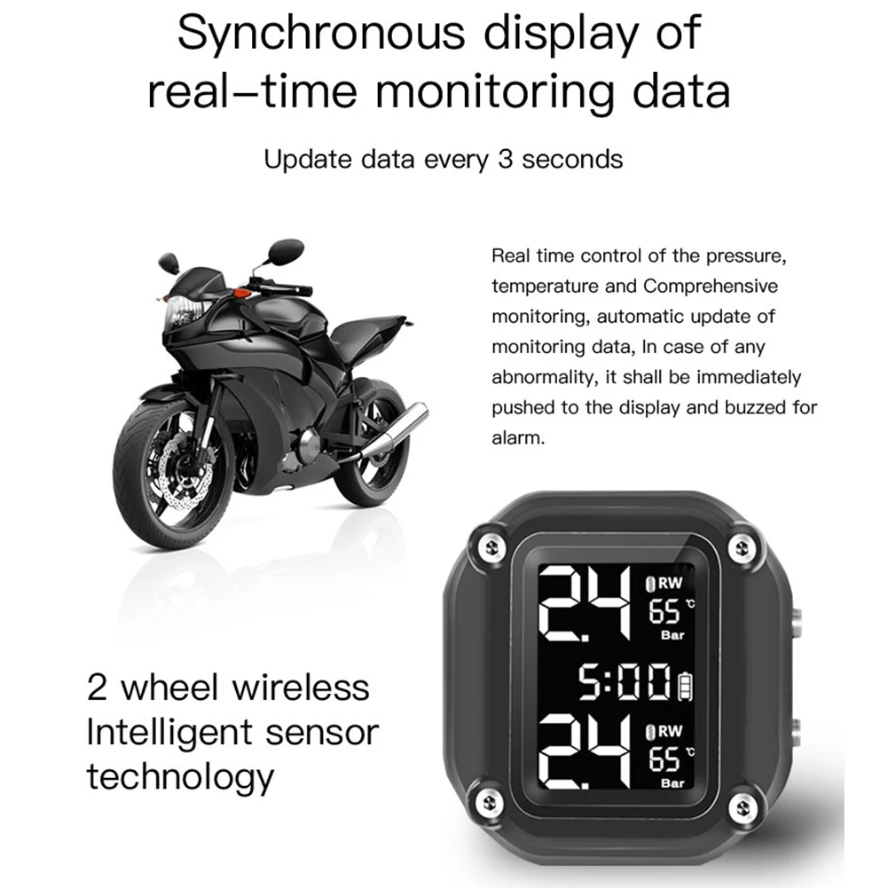 Infitary Motorcycle TPMS Tire Pressure Monitoring System Big