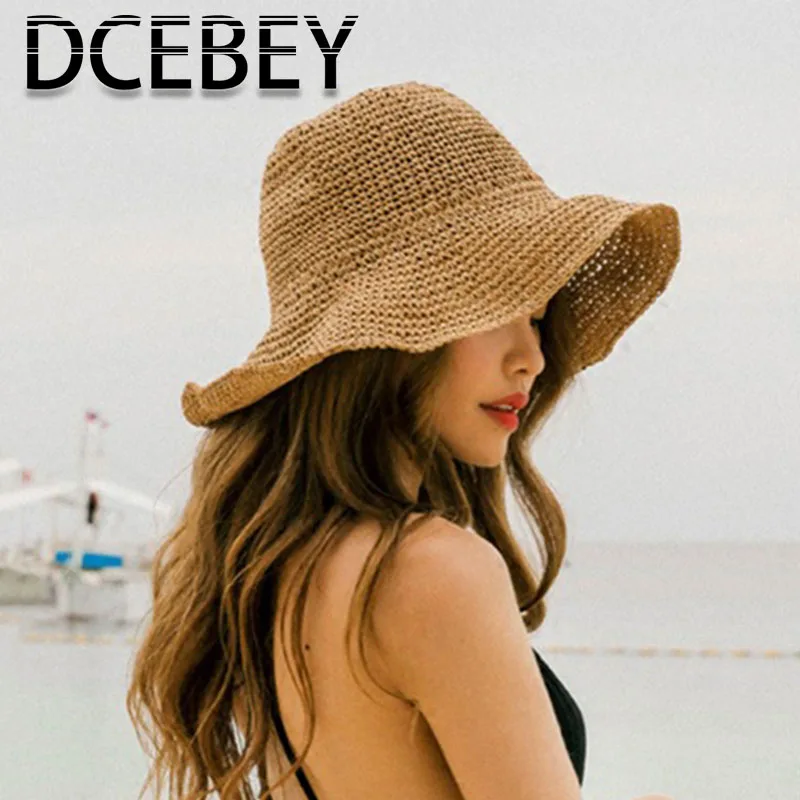Летние шляпы для женщин ручной работы плетеная Дамская соломенная складная шляпа Панама пляжная шляпа с широкими полями Кепка с козырьком от солнца Chapeu Feminino