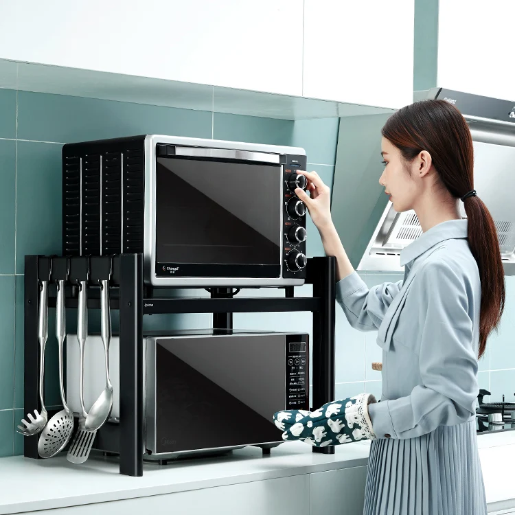 

Kitchen microwave rack floor-to-ceiling double-storey tabletop oven shelf cabinet tabletop dressing supplies