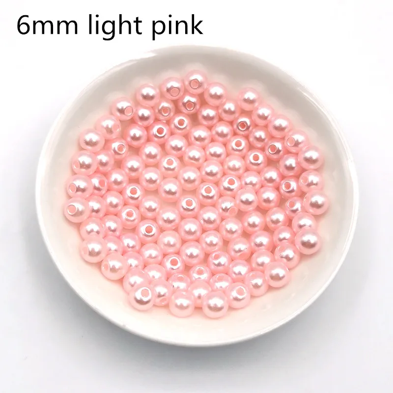 light pink 200 шт./пакет 6 мм отверстие ABS Круглый искусственный жемчуг бусины для шитья одежды ремесла DIY ювелирное ожерелье ручной работы аксессуары для браслетов - Цвет: light pink