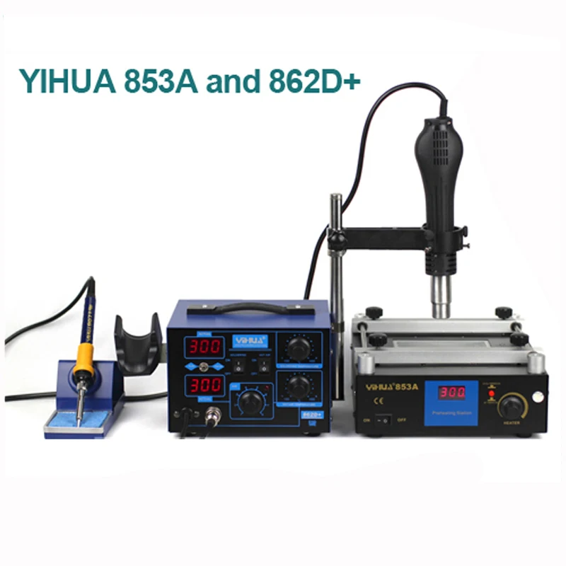 

YIHUA 853A heater station preheat station and 862D+ soldering station rework preheating machine