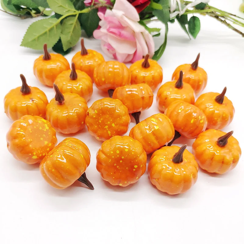 

1/12 Pcs Halloween Simulation Pumpkin Mini Fake Artificial Pumpkin Fruit Model Craft Diy Wreaths Garland Home Party Decor