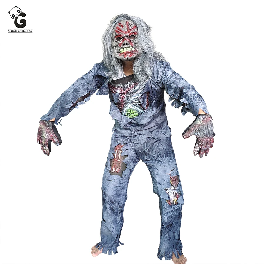 

Zombie Costume Set Scary Ghost Costumes Horror Rotting Demon Rot Corpse Purim Stage Wear Halloween Costume For Women and Men