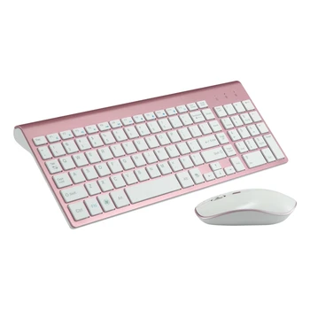 

Wireless Keyboard and Mouse Combo 2.4G Portable Ergonomic, Quiet Click Sleek Design for Desk Top or Laptop