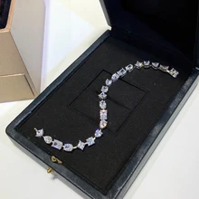 Брендовые ювелирные изделия из чистого 925 пробы серебра для женщин большой CZ браслет с цветами из кристаллов Милый Сладкий Желе горячий браслет серебряные ювелирные изделия