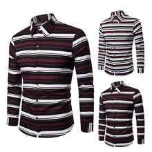 2020 Striped Slim Fit Business Male Social Dress Shirt Men's Casual Long Sleeve Checkered Dress Shirts