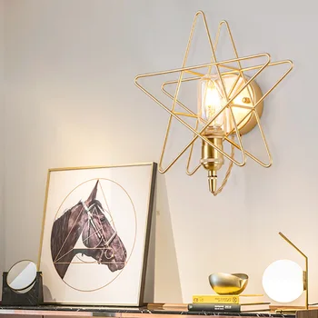 

Brass Star Wall Light Nordic Aisle Lamp Staircase Bedroom Head Of Bed Into The House Wall Lamps