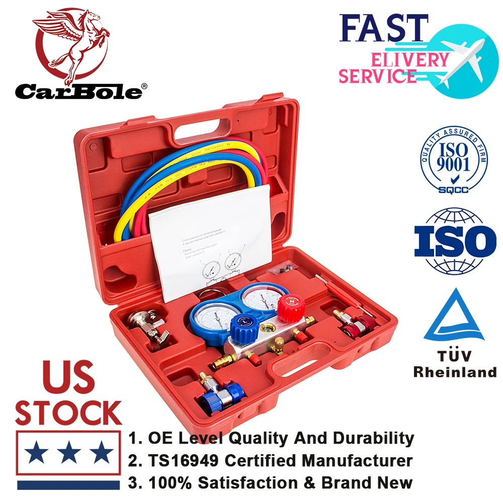 

Carbole Brand HVAC A/C Refrigeration Kits AC Manifold Gauge Charging Set R134A R404A R22 R410A Max Working Pressure 600PSI