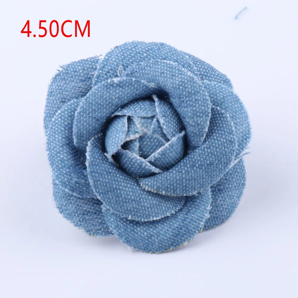 5 Stück Denim-Blumen, künstliche Blumen, 7,5 / 5,5 / 4,5 / 3,5 cm, kleine Kamelien, Hochzeitsdekoration, DIY, Scrapbooking, Kopfschmuck, Basteln – Detail 11
