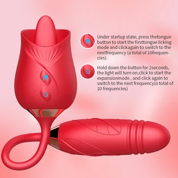 Rose Licking Vibrator Dildo Strong Vibration Female Masturbation Clitoris Nipple Stimulator Vaginal Sex Toys for Women sexy toys 6