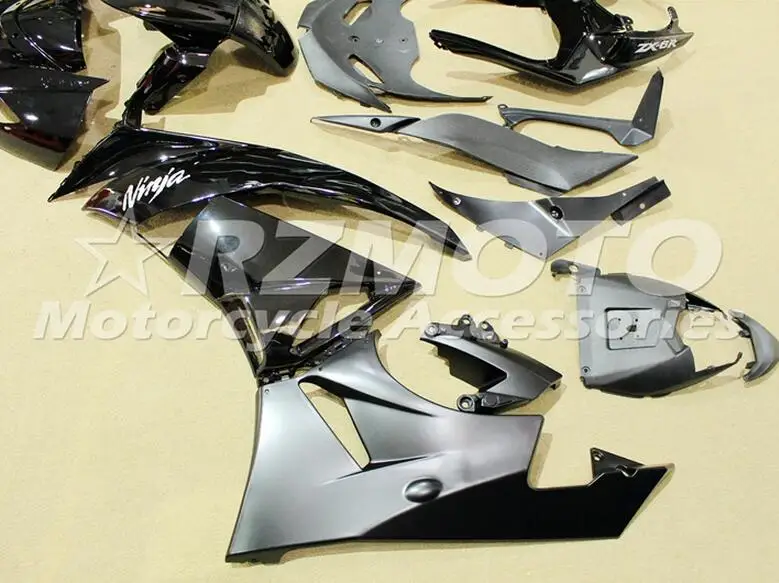 Литья под давлением ABS обтекатель комплект подходит для Kawasaki ZX6R 2009 2010 2011 2012 Обтекатели ZX-6R 09, 10, 11, 12, ниндзя 636 черный цвет