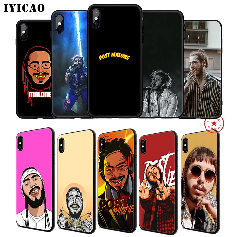 

IYICAO Post Malone PostMalone Soft Phone Case for iPhone 11 Pro XR X XS Max 6 6S 7 8 Plus 5 5S SE Silicone TPU 7 Plus