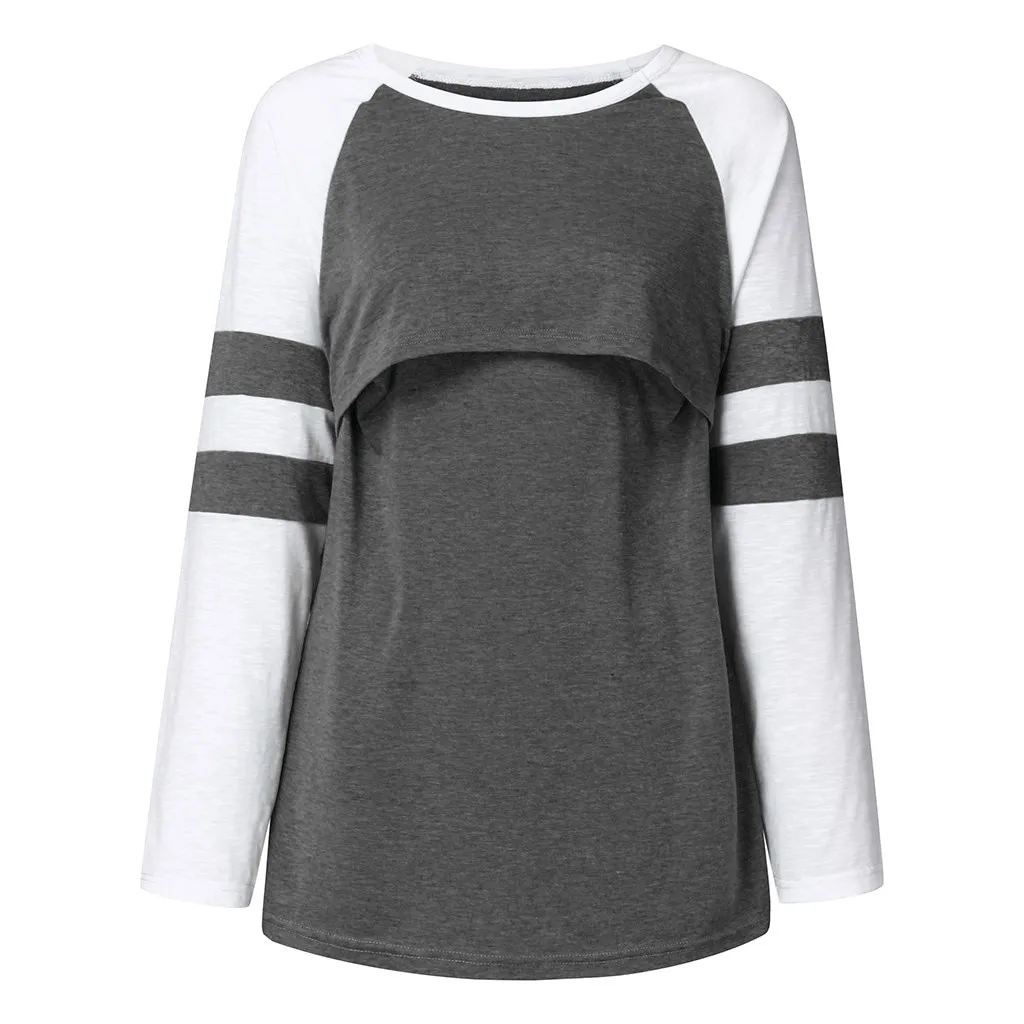 Рубашка для кормящих женщин; большие размеры ; сезон осень-зима; модная блузка с длинными рукавами в стиле пэчворк; блузка для кормления грудью; enfermera
