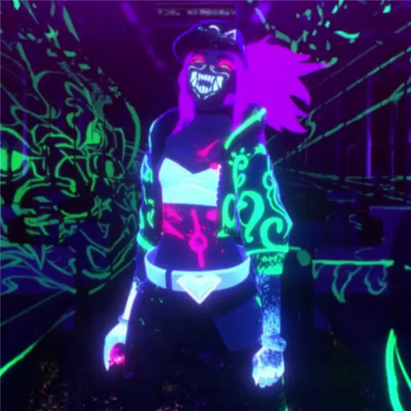 KDA K/DA группа Akali маска изгоя убийцы косплей маски ночные огни светящиеся растущие в темноте маски для лица рот приглушенные Akali светящиеся
