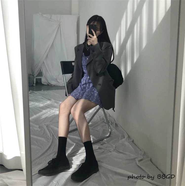 Autumn Clothing Korean-style CHIC Retro Loose-Fit Long Sleeve Suit Jacket Versatile Casual Fashion Suit Women's Mid-length Tops