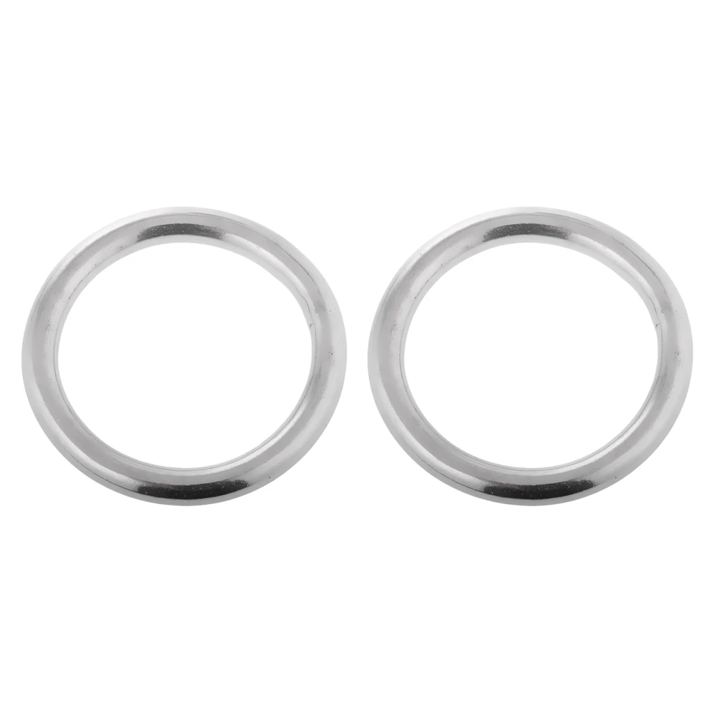 2pcs 304 Stainless Steel Smooth Welded Polished O Ring Marine Sail Boat Hardware