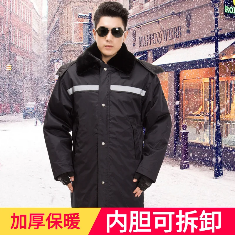 

Thick Security Staff Clothing Cotton Coat Multi-functional Security Staff Winter Cotton-padded Clothes Lengthen Reflective Strip