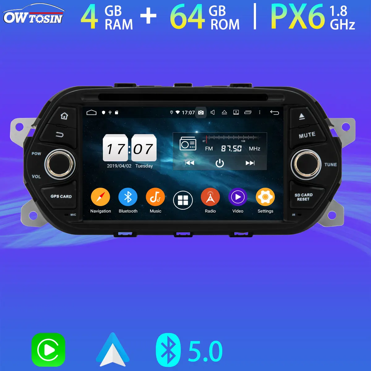 PX6 4G+64G Car DVD Multimedia Player For Fiat Tipo Egea Dodge Neon 4G LTE Bluetooth 5.0 Tethering Android 10 GPS Radio Parrot BT |
