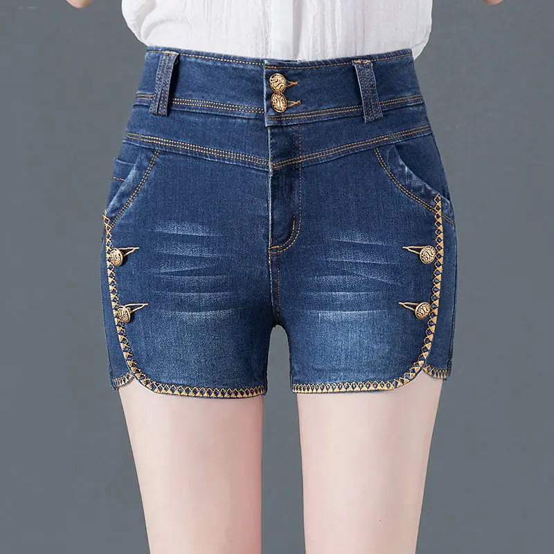 2019 Fashion Women Denim Shorts Jeans Winter Female High Waisted Short New Ladies Push Up Skinny Slim Sex Breasted Denim Shorts
