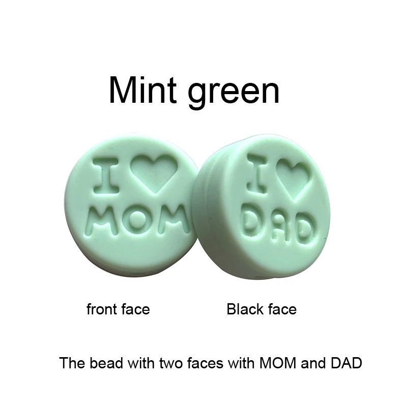 mint green 5 шт. силиконовые бусины "I Love Mom" Прорезыватели для зубов DIY пустышка Клип цепь еда без бисфенола-а класс Безопасный и мягкий силиконовый Прорезыватель - Цвет: mint green