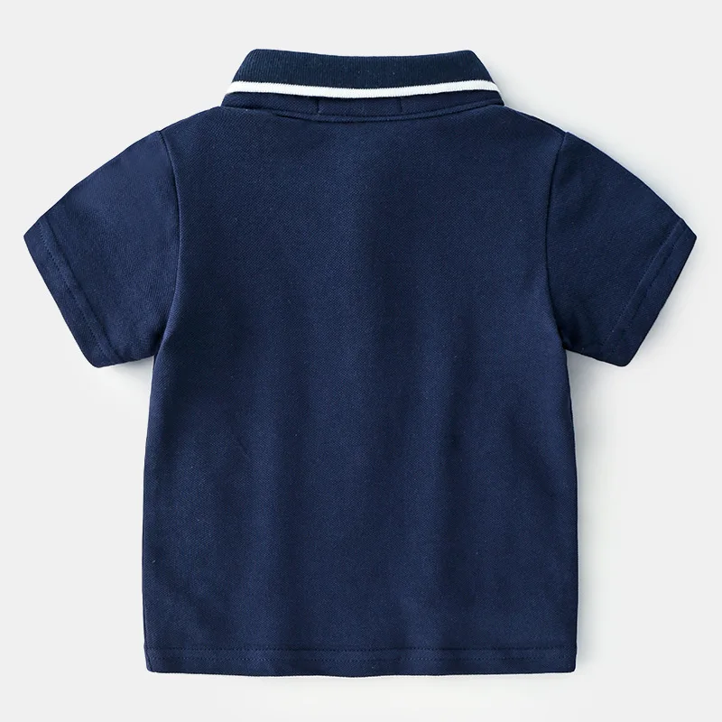 Летняя новая стильная детская футболка в Корейском стиле для мальчиков, однотонные топы, рубашка поло, магазин