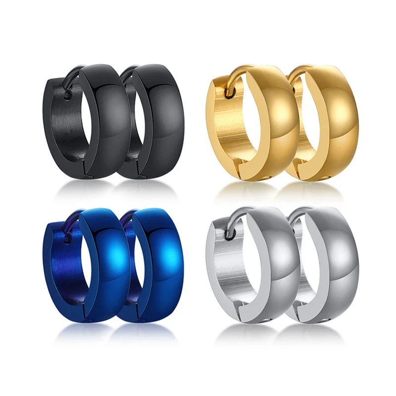 VNOX Cute Hoop Earrings for Men Punk Stainless Steel Huggie Small Earrings 4 Color 4