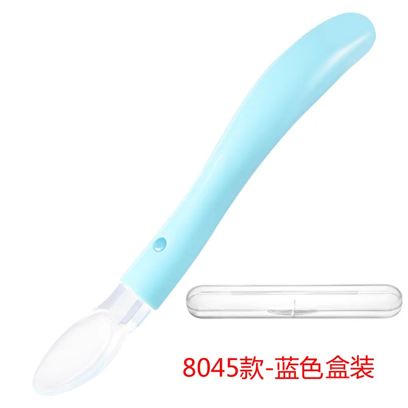 Blue Детская Мягкая ложка, силиконовая ложка для кормления, посуда для кормления детей, антиобжигающая ложка, ложки для кормления детей - Цвет: Blue