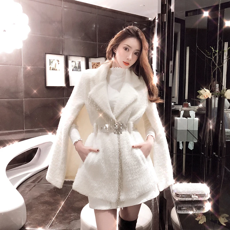 Длинное женское пальто Abrigos Mujer Invierno, плащ, пальто для женщин, осень и зима, норка, бахрома, вышитый бисером плащ, куртка