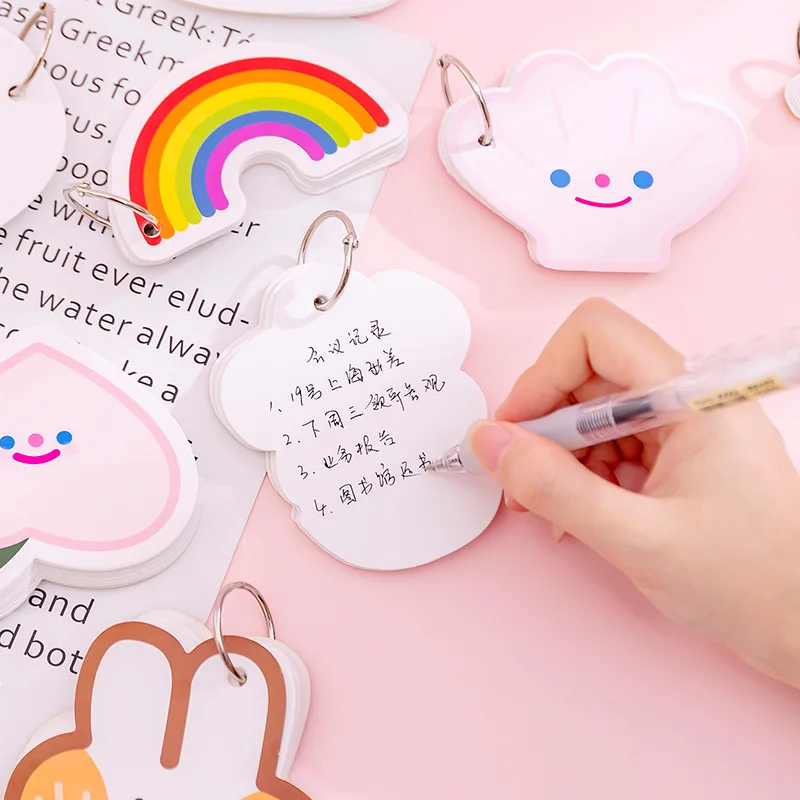 

Cartoon Loose-leaf Notebook Memo Pads Notepad Word Study Card Portable Buckle Binder Blank Memo Pad Loose Leaf Notes DIY Notepad
