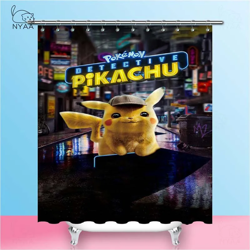 Nyaa Pokemon Pikachu занавески для душа милый японский мультфильм Водонепроницаемый полиэстер ткань занавески для ванной для домашнего декора - Цвет: NY5845