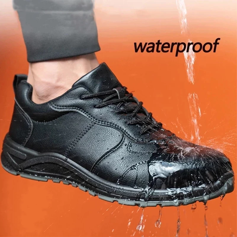 Black Safety Shoes Men Steel Toe Shoes Work Shoes Sneakers Male