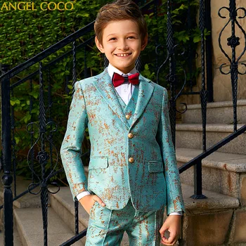 

Boys Formal Suit Wedding Dress Gentleman Kids Jacket Vest Pants elegant boy costume ceremony Costumes wedding guest dress Boys