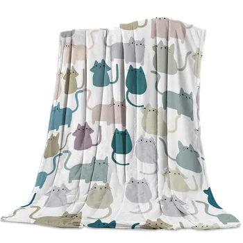 

Stuffed Pattern Cat Stick Figures Throw Blanket Warm Microfiber Blanket Bedroom Sofa Supplies Blankets for Beds