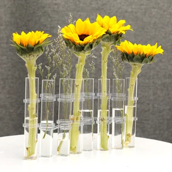 

1 Set 15x2.5cm Transparent Hydroponic Glass Tube Vase Flower Arranging Container Hydroponic Flower Household Decor White (14Pcs