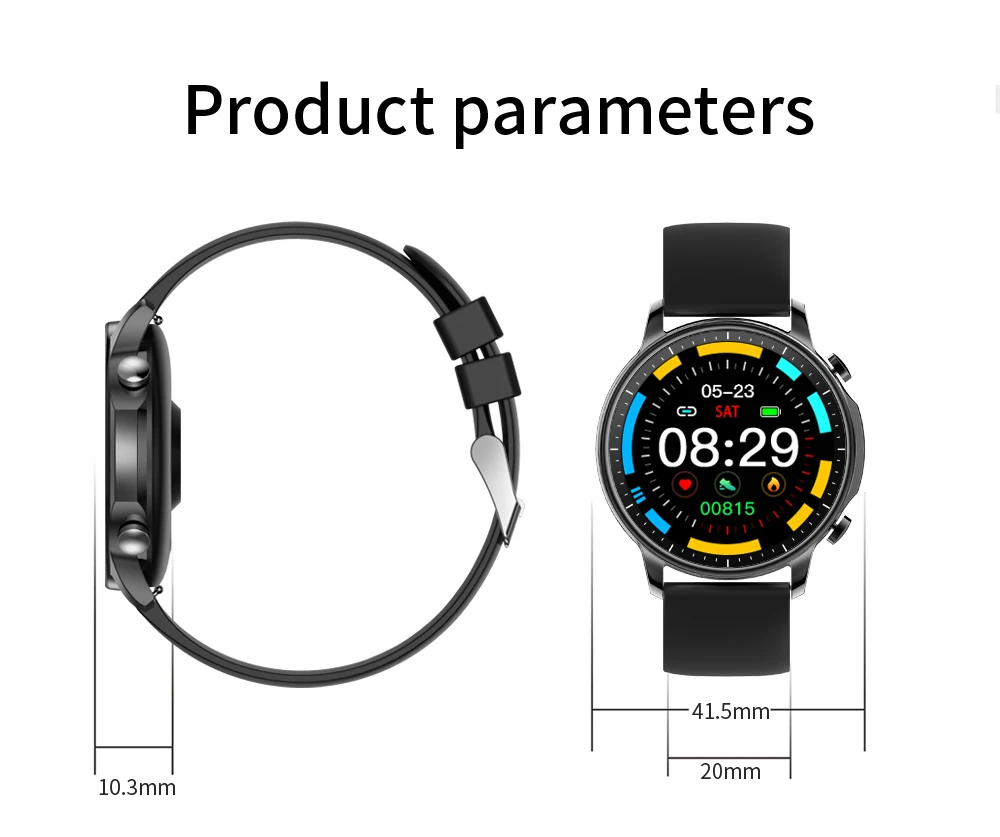 New V23 Smart Watch Women Men Full Screen Touch IP67 Waterproof Heart Rate Blood Monitor for iOS Android Sport Smartwatch